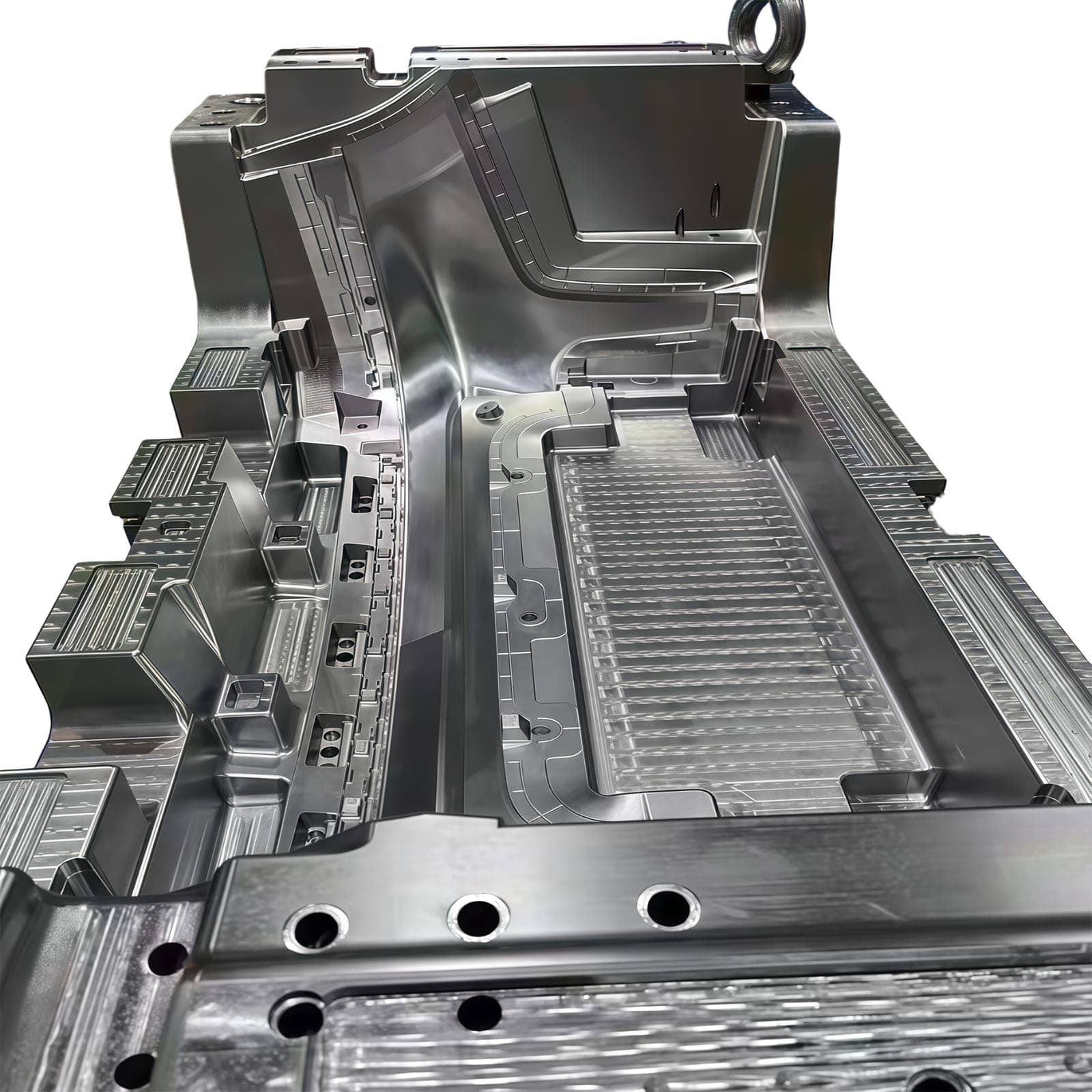 Customer sample: large-format panel mold cavity, machined to the customer's drawing.